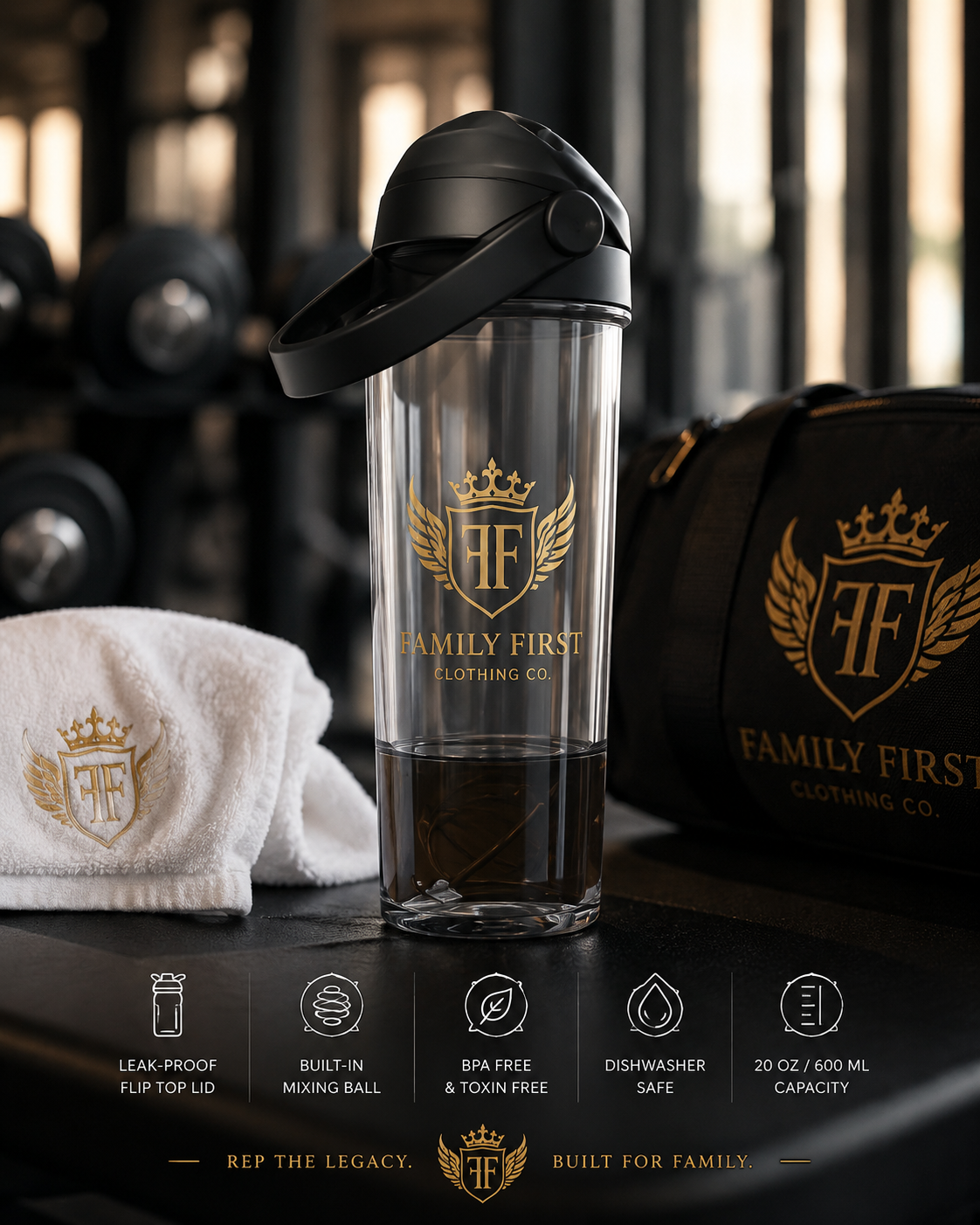 Family First Flip Straw Water Bottle